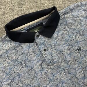 Rodd & Gunn Polo Shirt XL Blue Leaf Print Sports Fit Cotton Men's